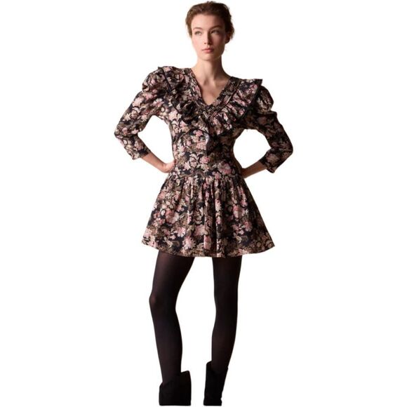 St. Roche The Hatfield Mini Dress Gathered Skirt, V-Neck, Ruffle. Size 4. NWT! - Picture 4 of 11